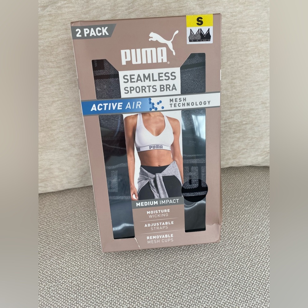 Puma CoolCell Seamless Sports Bra - White and Black